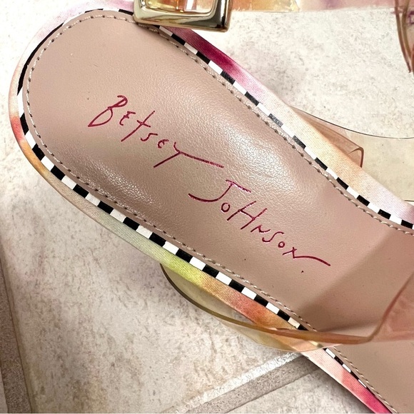 BETSY JOHNSON Floral Transparent Blocked Heels sandals womens size 7.5M romatic - Picture 7 of 10